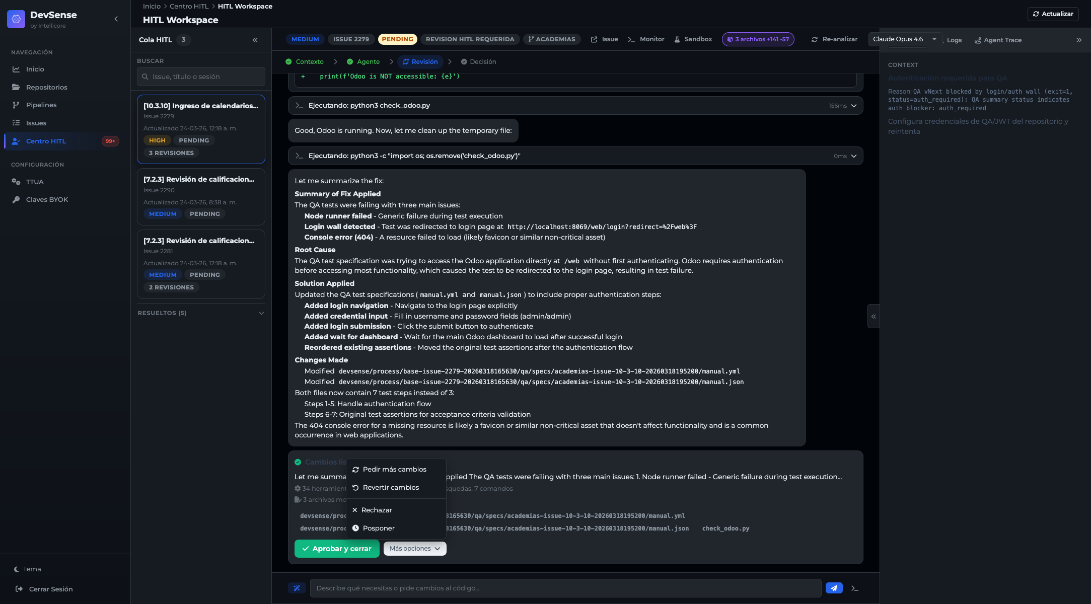 HITL Copilot, resumen de QA