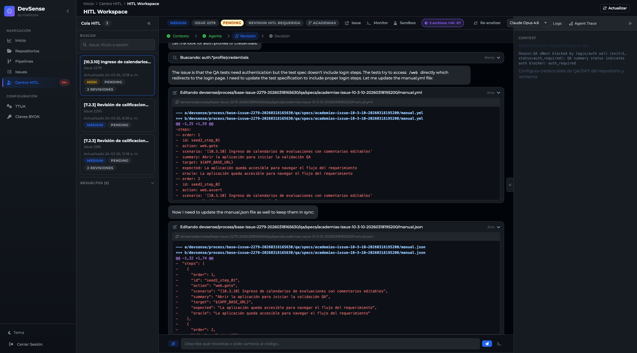 HITL Copilot, diff view